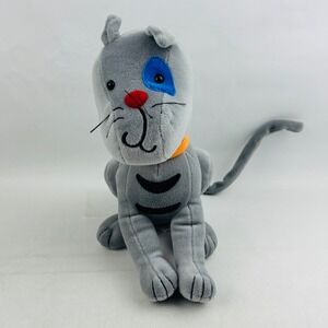 Caillou Gilbert the Cat Plush 2001 Gray Stuffed Animal Toy Blue Eye Patch